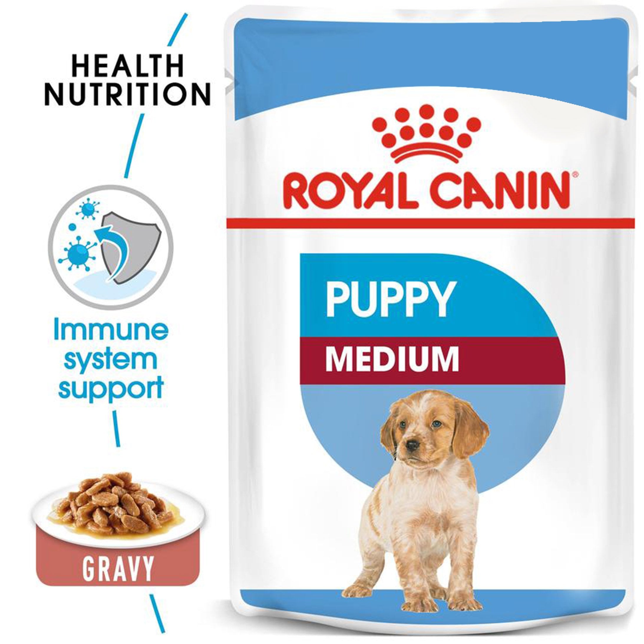 Royal Canin Medium Puppy in Gravy (140 gm\pouch) - wet food for medium dogs - adult weight from 11 to 25 KG. from 2 to 12 months - Amin Pet Shop