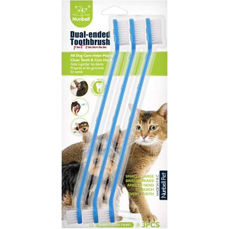 Nunbell Toothbrush For Cats & Dogs - 3pcs - Blue