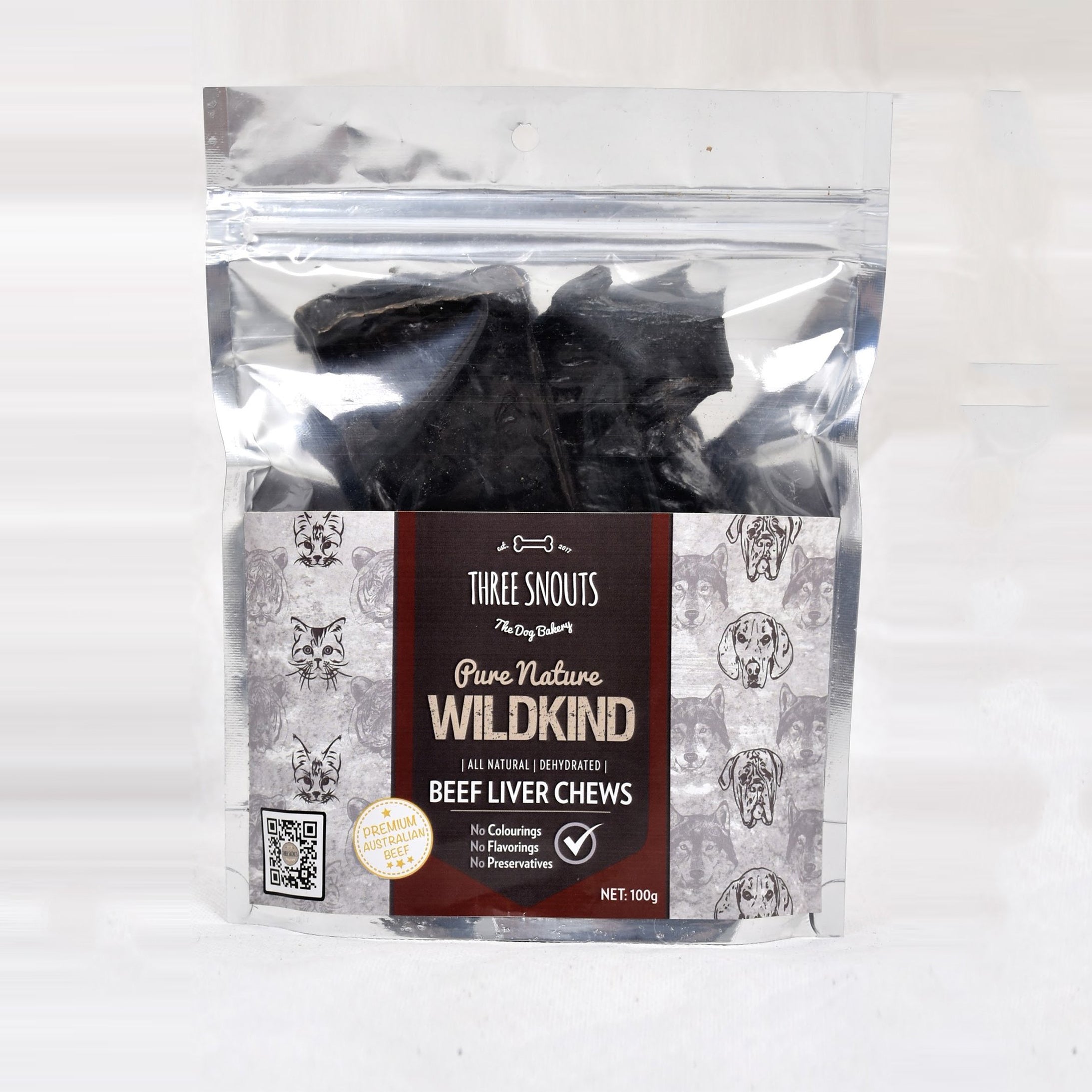 Three Snouts-Pure Nature WILDKIND Beef Liver Chews 100g