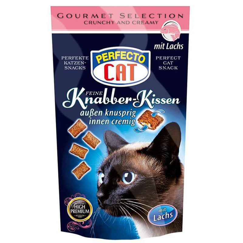 Perfecto Cat Knabber Kissen - Crunchy and Creamy Snack with Salmon 50g